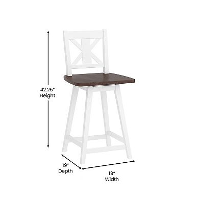 Flash Furniture Commercial 360° Swivel Wood Bar Height Stool