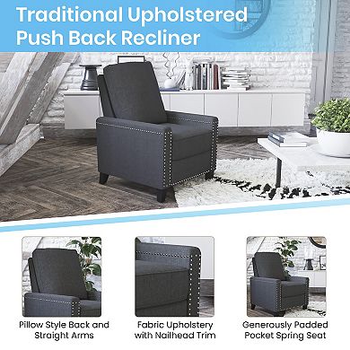 Flash Furniture Push Back Recliner with Pillow Style Backrest and Accent Nail Trim