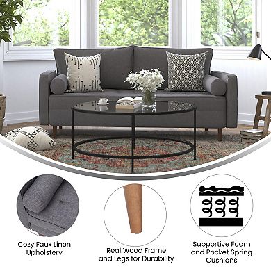 Flash Furniture Compact Upholstered Tufted Sofa with Wooden Legs