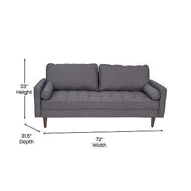 Flash Furniture Compact Upholstered Tufted Sofa with Wooden Legs