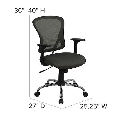 Flash Furniture Mid-Back Mesh Swivel Task Office Chair with Chrome Base and Arms
