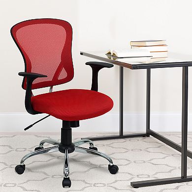 Flash Furniture Mid-Back Mesh Swivel Task Office Chair with Chrome Base and Arms