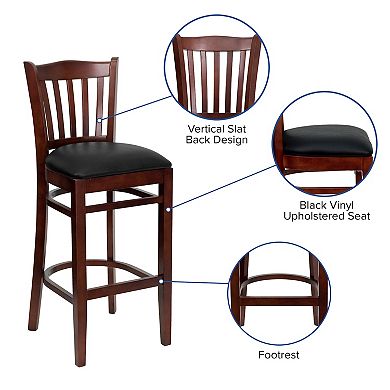 Flash Furniture Vertical Slat Back Wooden Restaurant Barstool - Hospitality Seating