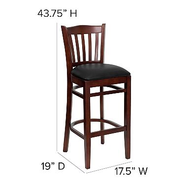 Flash Furniture Vertical Slat Back Wooden Restaurant Barstool - Hospitality Seating