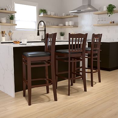 Flash Furniture Vertical Slat Back Wooden Restaurant Barstool - Hospitality Seating
