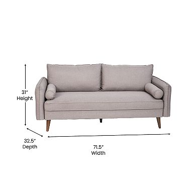 Flash Furniture Compact Faux Linen Upholstered Sofa with Wooden Legs