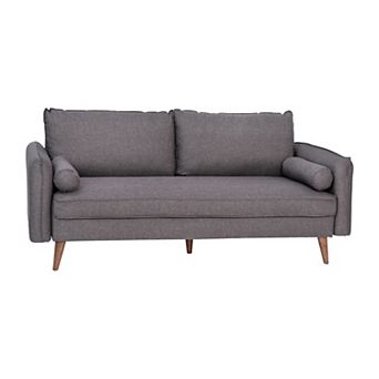 Flash Furniture Compact Faux Linen Upholstered Sofa with Wooden Legs