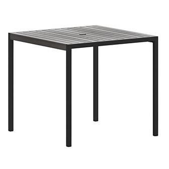 Flash Furniture Square All-Weather Faux Teak Patio Dining Table with Steel Frame - Seats 4