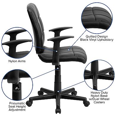 Flash Furniture Mid-Back Quilted Vinyl Swivel Task Office Chair with Arms