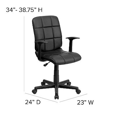 Flash Furniture Mid-Back Quilted Vinyl Swivel Task Office Chair with Arms