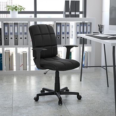 Flash Furniture Mid-Back Quilted Vinyl Swivel Task Office Chair with Arms