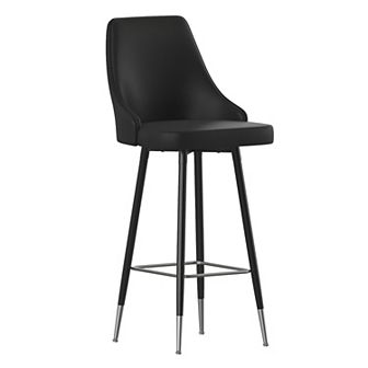 Flash Furniture Commercial LeatherSoft Bar Height Stool with Metal Feet & Footrests - 2 Pack