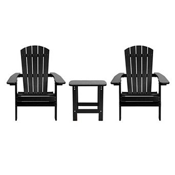 Flash Furniture Set of 2 Indoor/Outdoor Folding Adirondack Chairs with Side Table