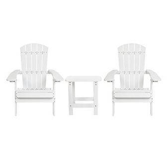 Flash Furniture Set of 2 Indoor/Outdoor Folding Adirondack Chairs with Side Table