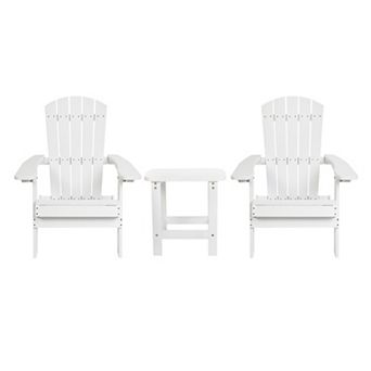 Flash Furniture Set of 2 Indoor/Outdoor Folding Adirondack Chairs with Side Table