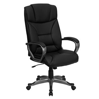 Flash Furniture High Back LeatherSoft Executive Swivel Office Chair w/Lip Edge Base & Arms