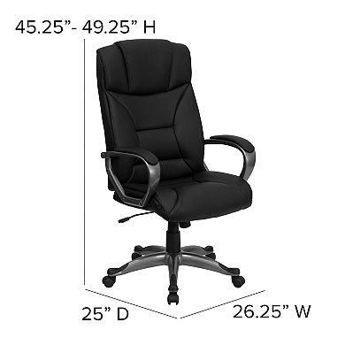 Flash Furniture High Back LeatherSoft Executive Swivel Office Chair w/Lip Edge Base & Arms