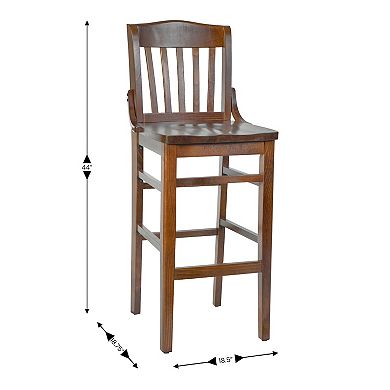 Flash Furniture School House Back Wood Restaurant Dining Barstool with Footrest