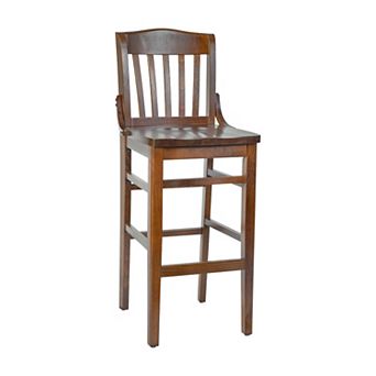 Flash Furniture School House Back Wood Restaurant Dining Barstool with Footrest