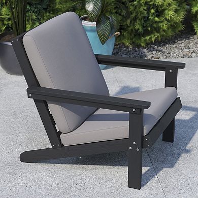 Flash Furniture All-Weather Poly Resin Adirondack Style Chair & Cushions