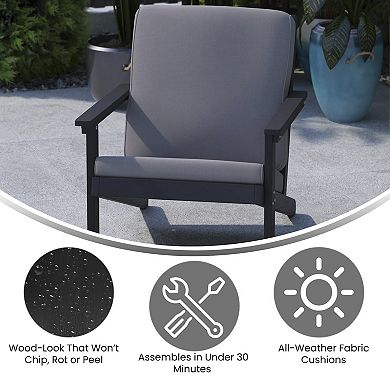 Flash Furniture All-Weather Poly Resin Adirondack Style Chair & Cushions