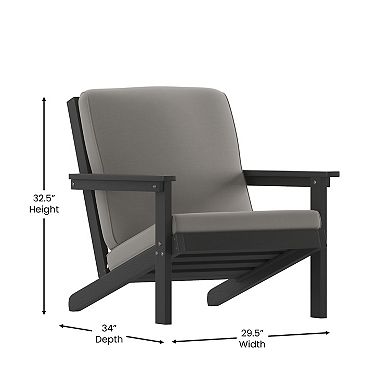 Flash Furniture All-Weather Poly Resin Adirondack Style Chair & Cushions