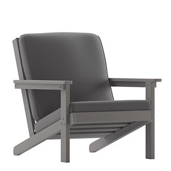 Flash Furniture All-Weather Poly Resin Adirondack Style Chair & Cushions