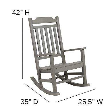 Flash Furniture Set of 2 Indoor/Outdoor Poly Resin Rocking Chairs with Side Table