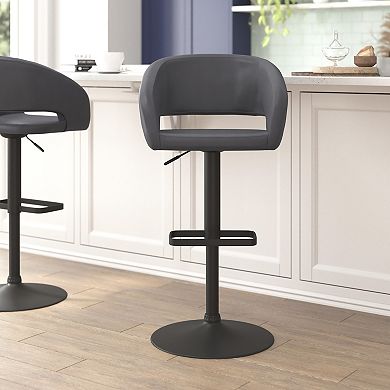 Flash Furniture Vinyl Adjustable Height Barstool with Rounded Mid-Back