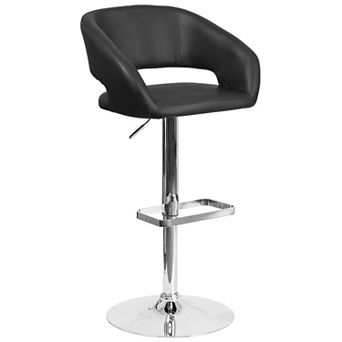 Flash Furniture Vinyl Adjustable Height Barstool with Rounded Mid-Back