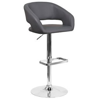 Flash Furniture Vinyl Adjustable Height Barstool with Rounded Mid-Back