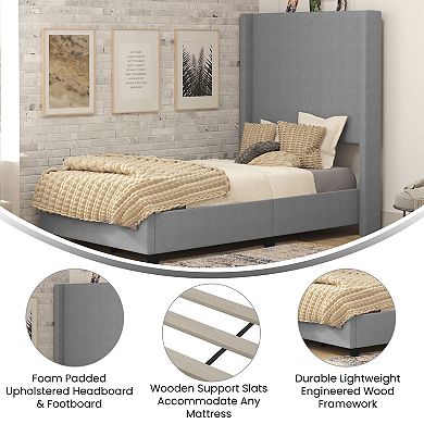 Flash Furniture Upholstered Platform Bed with Channel Stitched Headboard