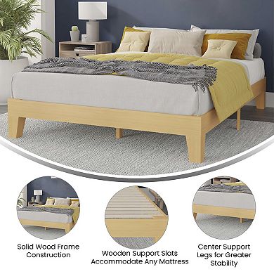 Flash Furniture Wood Platform Bed with 14 Wooden Support Slats