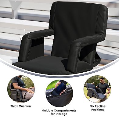 Flash Furniture 2 Pack Reclining Backpack Padded Stadium Chairs-Armrests & Storge Pockets