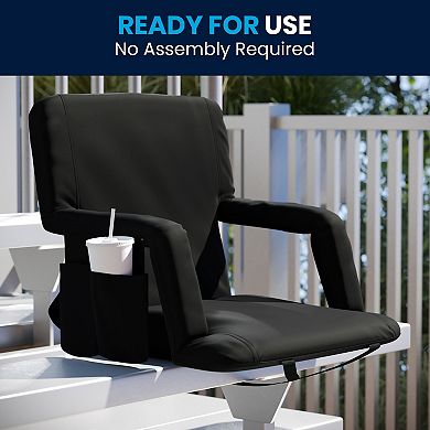 Flash Furniture 2 Pack Reclining Backpack Padded Stadium Chairs-Armrests & Storge Pockets