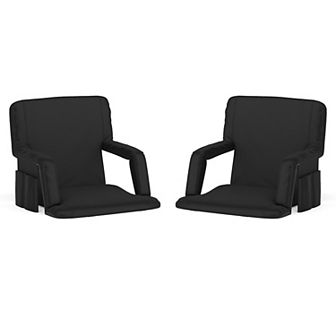 Flash Furniture 2 Pack Reclining Backpack Padded Stadium Chairs-Armrests & Storge Pockets