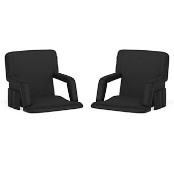 Flash Furniture 2 Pack Reclining Backpack Padded Stadium Chairs-Armrests & Storge Pockets