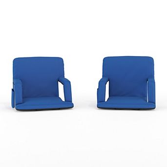 Flash Furniture 2 Pack Reclining Backpack Padded Stadium Chairs-Armrests & Storge Pockets