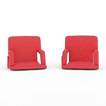 Flash Furniture 2 Pack Reclining Backpack Padded Stadium Chairs-Armrests & Storge Pockets