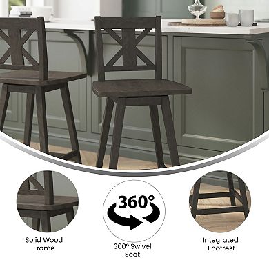 Flash Furniture Commercial 360° Swivel Wood Counter Height Stool
