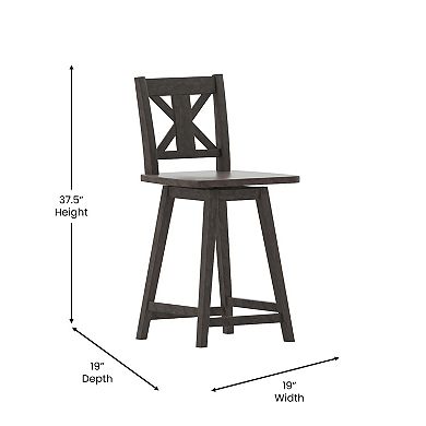 Flash Furniture Commercial 360° Swivel Wood Counter Height Stool