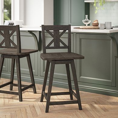 Flash Furniture Commercial 360° Swivel Wood Counter Height Stool