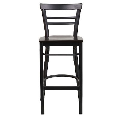 Flash Furniture Two-Slat Ladder Back Metal Restaurant Barstool