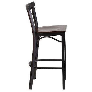 Flash Furniture Two-Slat Ladder Back Metal Restaurant Barstool