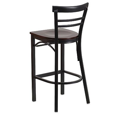 Flash Furniture Two-Slat Ladder Back Metal Restaurant Barstool