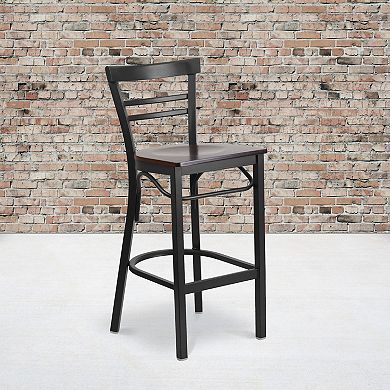 Flash Furniture Two-Slat Ladder Back Metal Restaurant Barstool