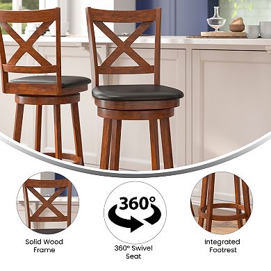 Flash Furniture Commercial Wooden Swivel Upholstered Bar Stool