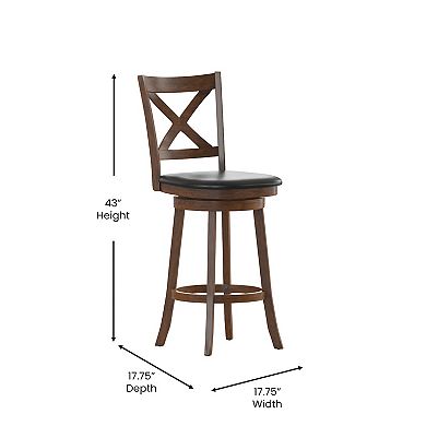 Flash Furniture Commercial Wooden Swivel Upholstered Bar Stool