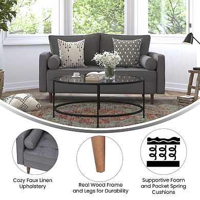 Flash Furniture Compact Upholstered Tufted Loveseat with Wooden Legs