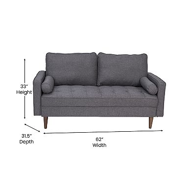 Flash Furniture Compact Upholstered Tufted Loveseat with Wooden Legs